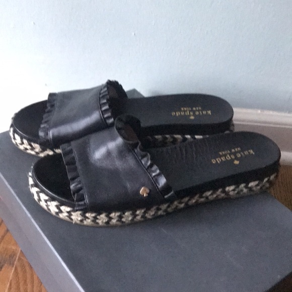 kate spade Shoes - Kate Spade Zahara black espadrille slides size 6.5